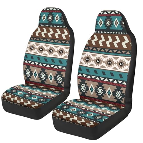 Aztec Tribal Car Front Seat Covers Elastic Fabrics Universal Front Seat Cover Removable Automotive Accessories Easy Installation Suitable for Cars SUV - color: Aztec Tribal