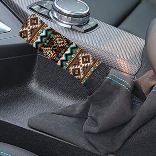 Bulopur Car Shifter Gear Hand Brake Trim Cover Set for Most Cars Van SUV Sedan Truck Auto Accessories - color: Aztec Navajo Ethnic