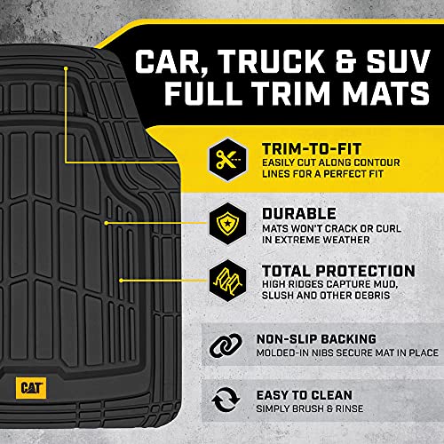 BDK Cat® CAMT-1003 (3-Piece) Deep Dish Rubber Car Floor Mats with Trunk Cargo Liner, Heavy Duty All Weather Trim to Fit Front & Rear Combo Set for Car Sedan SUV Van