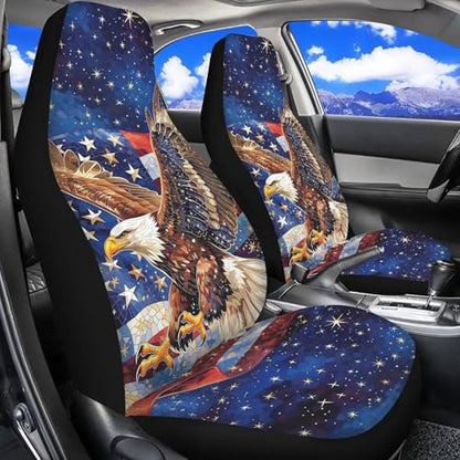 Car Seat Covers Front Seats Only Breathable Elastic Fabric Cover American Flag Eagle Auto Interior Protection Anti-Slip Back Fabric Universal Fit Most Cars SUV Van Truck - color: American Flag Eagle
