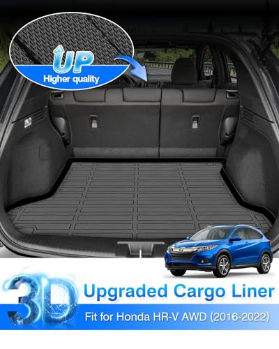 Cartist Cargo Liner Custom Fit for HR-V HRV 2016-2022 (Only AWD Models) All Weather Rear Trunk Mat High Side Waterproof Black TPE - size: 1)Honda HR-V HRV (Only AWD Models)【2016-2022】