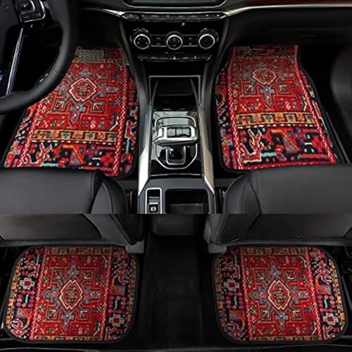Car Floor Mats Non-Slip Automotive Floor Mats All-Weather Front Rear Car Floor Foot Mat Sets of 4 Pieces Foot Mats Rugs Carpet for Car Trucks SUV Sedans (Red) - color: Red