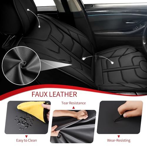 Full Set 5 Seats Custom Fit Faux Leather Seat Covers for Nissan Frontier 2007-2026, Airbag Compatible, Black - color: #077 Black, size: 5 Seats