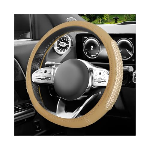 Sun Walker Car Steering Wheel Cover, Anti-Slip Steering Wheel Protective Cover with Gel Particles, Massage Comfort Grip Wheel Protector Interior Accessories for Cars Trucks SUVs (Beige) - color: Beige