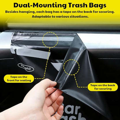 50 Bags Tidyphil Hanging Car Trash Bags Disposable, Leak-proof, Odor Seal. 2 Gallon Car Garbage Bags. Alternative to Car Trash Can, Easy Stick-On Car Garbage Can for Car,SUV, Truck, Vehicle, Stroller. - color: 50 Count(Black)