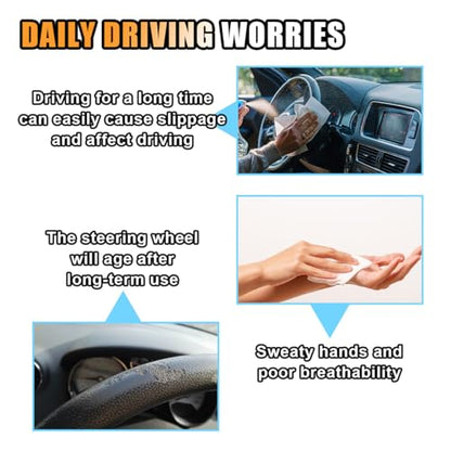 Stretch Elastic Steering Wheel Cover, All-Season Comfort, Warm in Winter & Cool in Summer, Universal 15 Inch Microfiber Breathable Ice Silk, Anti-Slip, Odorless, Easy Carry, Fit Car, SUV (Red)