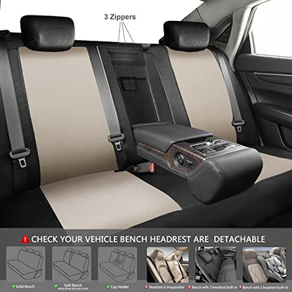 CAR PASS Line Rider Sporty Cloth 11PCS Universal Fit Car Seat Cover -100% Breathable with 5mm Composite Sponge Inside,Airbag Compatible,3zipper Bench(Full Set, Black and Beige) - color: Black and Beige, size: Full Set