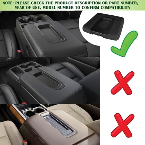 Front Seat Center Console Armrest Liner Mat Compatible with 2014-2019 Chevrolet Chevy Silverado Suburban Tahoe GMC Sierra Yukon XL Replaces 22876379 - color: Black Liner Mat