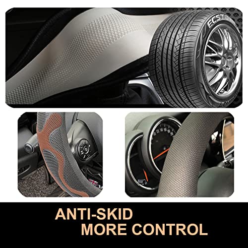 PINCTROT Comfy Grip Steering Wheel Cover, Anti-Slip Design, Universal 14.5-15 Inch(Silicone Brown) - color: 8.Brown, size: Medium(Standard) Size[14 1/2''-15'']