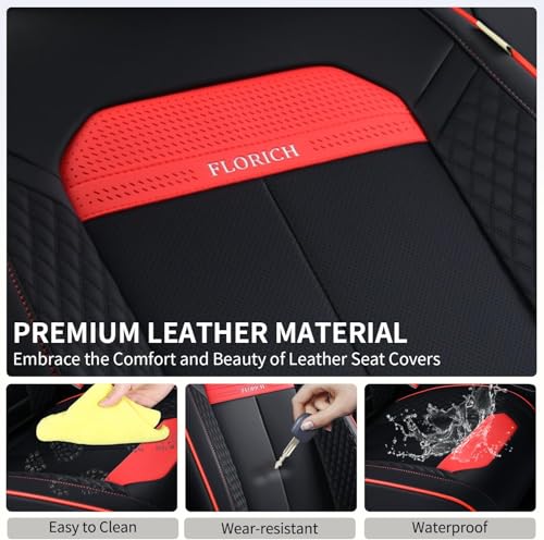 Car Seat Covers Front Set, Black Car Seat Cover, Breathable Premium Leather Seat Covers, Automotive Vehicle Seat Covers for Cars Trucks Vans SUVs Sedans (Black&red line) - color: New Black&red line, size: Frontpair