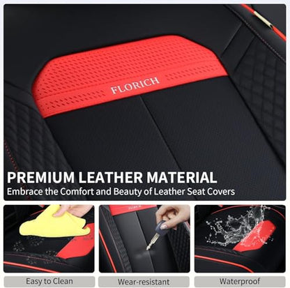 Car Seat Covers Front Set, Black Car Seat Cover, Breathable Premium Leather Seat Covers, Automotive Vehicle Seat Covers for Cars Trucks Vans SUVs Sedans (Black&red line) - color: New Black&red line, size: Frontpair