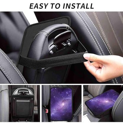 Galaxy Auto Center Console Armrest Cover Pad, Universal Fit Waterproof Comfort Car Armrest Cushion for Most Vehicle SUV Truck - color: Purple Galaxy