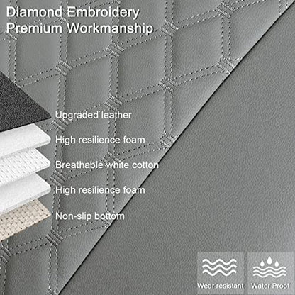 Black Panther 1 Pair PU Front Car Seat Covers, Front Seat Protectors Compatible with 95% Vehicles, Anti-Slip & Full Wrapping Edge, Diamond Pattern Embroidery (W 21.26''×D 20.86”) - Light Gray - color: Front Pair Gray