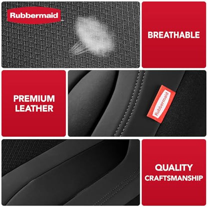 Rubbermaid Leather Mesh Car Seat Covers, Breathable Air Mesh Front Seat Cover, Universal Fit Slip-on Design, Airbag Compatible, Automotive Seat Protector for Most Cars, SUVs, Trucks, Vans-Black - color: Black