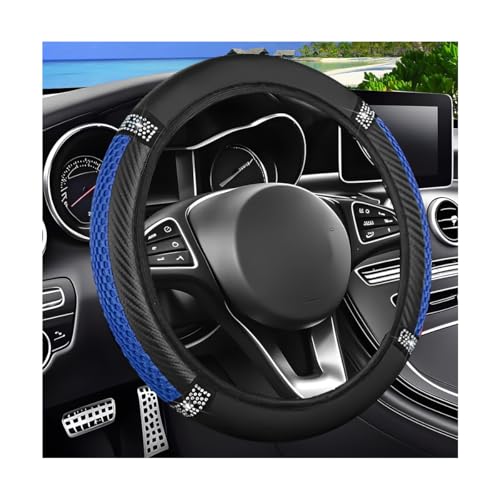 Zpana Bling Car Steering Wheel Cover, Crystal Rhinestones Elastic Stretch Vehicle Steering Wheel Protecter for Women Girl, Automotive Interior Accessories, Universal for SUV Sedan Truck (Blue) - color: Blue