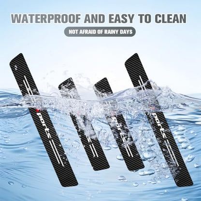4PCS Car Door Sill Protector, Anti-Scratch Carbon Fiber Sport Vehicle Threshold Guard Sticker, Self-Adhesive Automotive Door Sills Scratch Protection Accessories, Universal for Most Vehicles