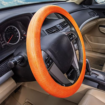 FH Group FH3001ORANGE Universal Fit Silicone Snake Pattern with Massaging Grip Orange Steering Wheel Cover fits most Cars, SUVs, Trucks, and Vans - color: Orange