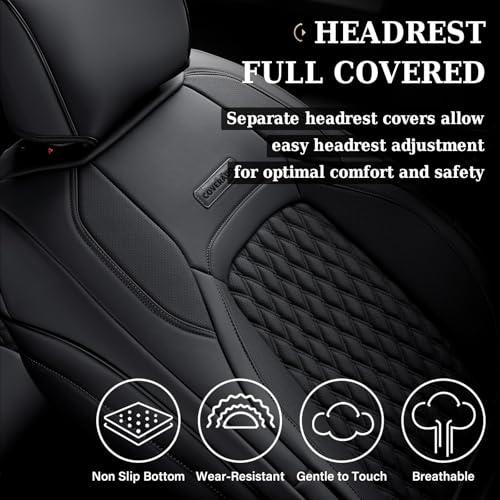 Coverado Seat Covers Dodge RAM 1500, Waterproof Leatherette Seat Covers for Car Compatible with 2009-2018 Dodge Ram 1500, 2010-2024 Ram 2500 3500 Dodge RAM Trucks, Curved Front/Black - color: Black, size: Curved Front&No Rear