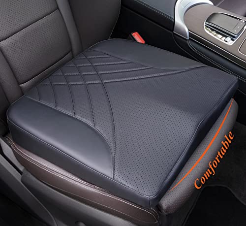 kingphenix Premium Car Seat Cushion, Memory Foam Driver Seat Cushion to Improve Driving View- Coccyx & Lower Back Pain Relief - Seat Cushion for Car, Truck, Office Chair (Leather Black) - color: Leather Black