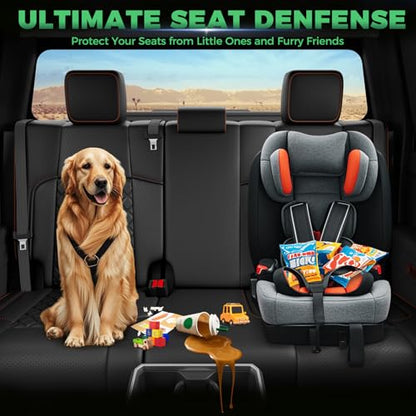 Custom Seat Covers for Tacoma 4th Gen 2024 2025 2026 Double Cab SR5/TRD Sport/TRD Off-Road/SR Full Set with Console Covers, Waterproof Leather Back and Front Seat Protectors Black Brown