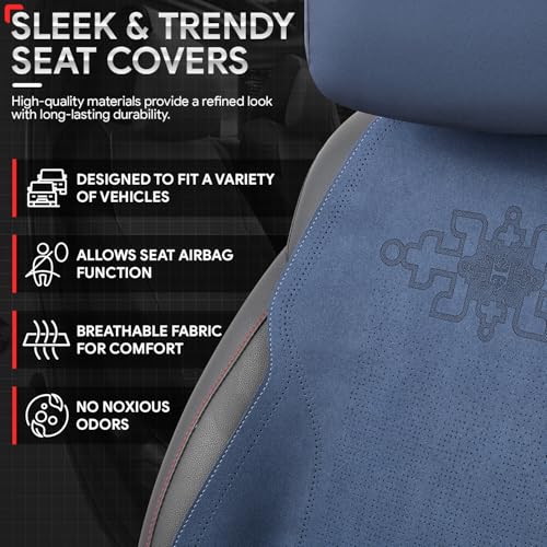 Protex Plus Series Full Set Seat Covers Microsuede Upholstery Universal for Cars Trucks SUV, Navy Blue, CA-SC-PRO-Plus-Full-NB - color: Navy Blue, size: Full Set, style: Pro-Plus Series
