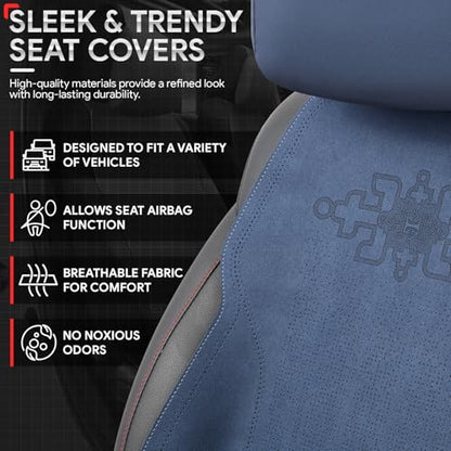 Protex Plus Series Full Set Seat Covers Microsuede Upholstery Universal for Cars Trucks SUV, Navy Blue, CA-SC-PRO-Plus-Full-NB - color: Navy Blue, size: Full Set, style: Pro-Plus Series