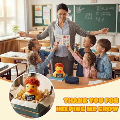 Civaner 7 Inch Emotional Giant Rubber Duck with Positive Message Thank You Gifts Motivational Rubber Duck Gift for Desk, Office, Home Decor Graduation(Teachers Gifts) - style: Thank You for Help Me Gow