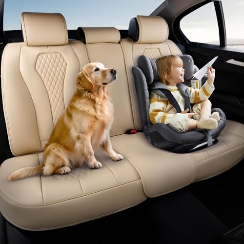 Coverado Automotive Seat Covers,Back Car Seat Cover,Rear Seat Cover,3-Pieces Luxury Car Seat Cushion,Beige Seat Cover Seat Protector Universal - color: Beige