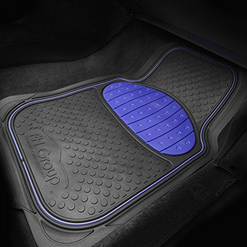 FH Group Heavy-Duty Rubber Car Floor Mats - Universal Fit, Trimmable, Climaproof - For Sedans, SUVs, Trucks - Blue - color: Blue