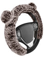 BDK Bear Fur Steering Wheel Cover, Plush Faux Fur Fuzzy Steering Cover for Car Truck Van SUV, Standard Size Fits Wheels 14.5-15 in Diameter, Brown with Ears - color: #13 Brown with Ears, size: Fits 14.5 - 15" SW