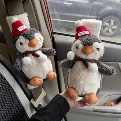 2 PCS Seat Belt Cover Pad, Cute Kawaii Animal Penguin Seatbelt Covers for Kids and Adults, Winter Plush Fluffy Soft Seat Belt Cover, Cartoon Seatbelt Cushion,Car Seat Strap Pads (G-Penguin) - color: G-Penguin