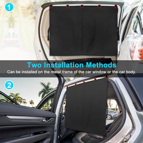 Car Window Shades, 2 PCS Magnetic Double Layer Auto Sun Shade for Side Windows Privacy Full Covers/Half Shade Options Back Car Window Curtains for Baby Protection - color: Black:2pack