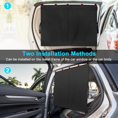Car Window Shades, 2 PCS Magnetic Double Layer Auto Sun Shade for Side Windows Privacy Full Covers/Half Shade Options Back Car Window Curtains for Baby Protection - color: Black:2pack