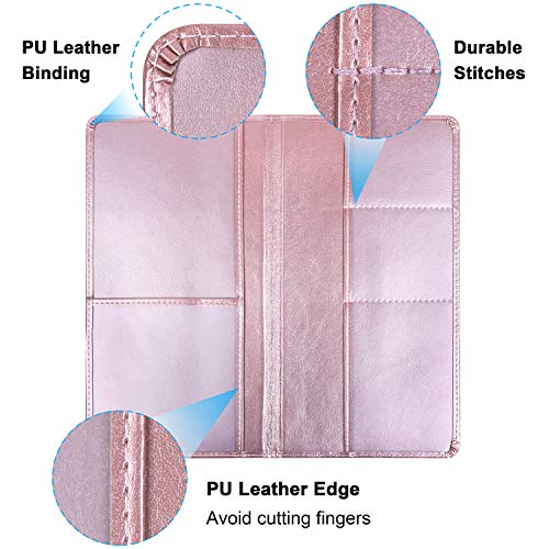 Wisdompro Car Document Holder Organiser, PU Leather Vehicle Insurance and Registration Holders Wallet Case for ID Card, Driving Licence, Key Contact Information Cards - color: Rose Gold