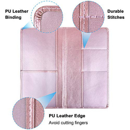 Wisdompro Car Document Holder Organiser, PU Leather Vehicle Insurance and Registration Holders Wallet Case for ID Card, Driving Licence, Key Contact Information Cards - color: Rose Gold