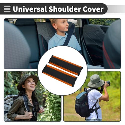 Black Orange Seat Belt Cover Pad Faux Leather 24cm Seatbelt Strap Cushion Shoulder Padding 2 Pcs - color: Black,Orange