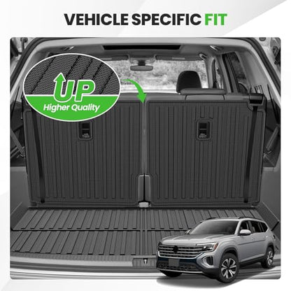 Cargo Liner for VW Volkswagen Atlas 2018-2025 2026 (Not for Cross Sport), All Weather Cargo Mats for Atlas Accessories, Heavy Duty TPE Trunk Mat, Car Accessories - size: 10)VW Atlas 18-26