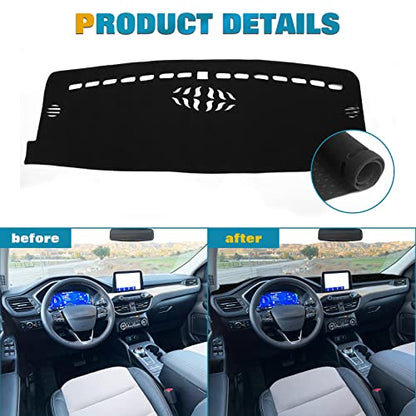 x xotic tech Center Console Dashboard Mat Pre-Cut Non-Slip Sunshield Sun Glare Protector Dash Carpet Pad Black Cover Compatible with Ford Escape 2020 2021 2022 2023 2024 2025 2026 - color: Compatible with Escape 2020-2026