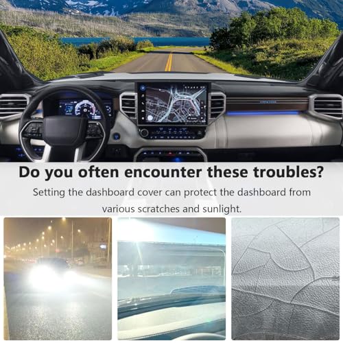 Dashboard Cover Suitable for Toyota Tundra 2022 2023 2024 2025 Car Dashboard Cover Sun Visor Mat Non-Slip Polyester Dashboard Accessories (Black)