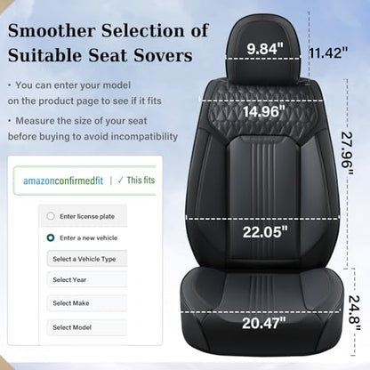 Coverado Seat Covers, Car Seat Covers Front Seats, Black Seat Cover, Waterproof Car Seat Cushion, Front Car Seat Covers Leatherette Car Seat Protector Universal Fit Most Cars - color: Air Backrest-Black, size: Front