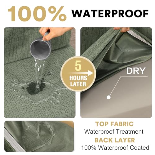 H.VERSAILTEX 100% Waterproof RV Dinette Cushion Covers Stretch Camper Cushion Slipcovers Anti-Slip Washable Seat Covers for Travel Trailer Crizzle Pattern (1 Backrest Cover & 1 Bench Cover, Seagrass) - color: Seagrass, size: 1 Set