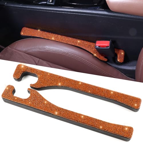 Briwill Orange Car Seat Gap Filler, Set of 2 Handmade Crystal Rhinestone Diamond Orange Gap Filler for Car SUV Truck Orange Glitter Car Accessories(Orange) - color: N-Orange