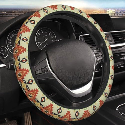 Ethnic Aztec Geometric Native Boho Car Steering Wheel Cover,Non-Slip Elastic Neoprene-Sweat Car Accessories,Universal 15 Inch Fit Auto, Vans Trucks,Suvs, Truck - color: Ethnic Aztec