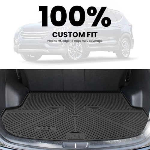 LASFIT Cargo Mat for Hyundai Santa Fe Sport 2018 2017 2016 2015 2014 2013, All Weather TPE Custom Fit Car Trunk Mats Cargo Liners Accessories for Santa Fe Sport 2013-2018, Black - size: 2)For Hyundai Santa Fe Sport | 2013-2018 | Cargo