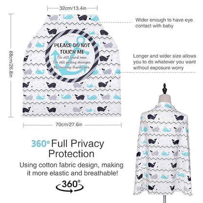 Metplus Car Seat Cover Baby, No Touch Sign Carseat Canopy, Nursing Breastfeeding Covers, Stretchy Universal Fit, Multi-Use for Stroller/Shopping Cart/High Chair, Gender Neutral Shower Gift - color: Whale