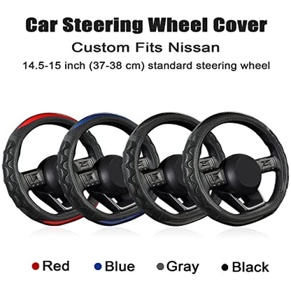 GIANT PANDA Steering Wheel Cover for Nissan Altima Rogue - Car Steering Wheel Cover for Nissan D Shape(Red-D-Shaped) - color: Red