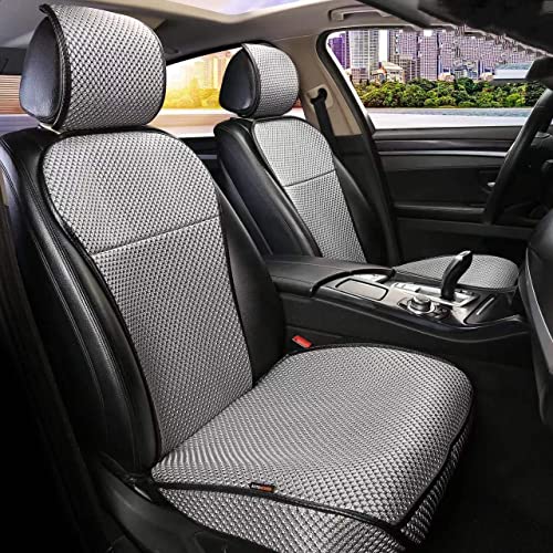 Luxury Breathable Car Seat Cover Fit Four Seasons, Universal Front of Car Seat Cushions, Bottom Seat Covers of Full Wrapped Edge,Universal Fit for 95% Cars,SUV,Pickup,Van(Grey，2PCS)
