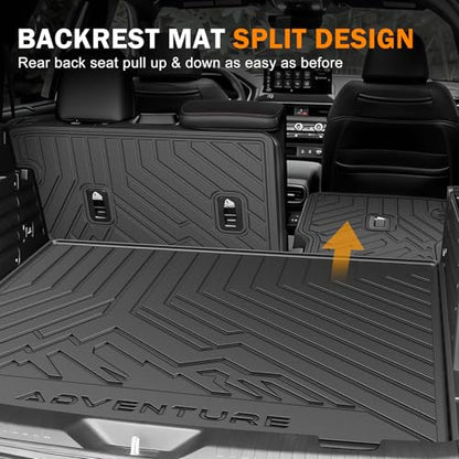 KUST Trunk Cargo Mat for Honda Passport 2026, Rear Trunk Liner with Seat Back Protector for Passport Accessories TPE Rubber High Edge - style: Passport 2026 │ Trunk + Backrest Mat