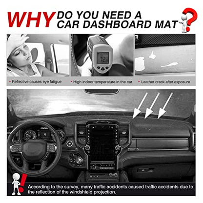 Autorder Dashboard Cover Mat for 2019-2023 2024 2025 2026 Dodge Ram 1500 2500 3500 Accessories Dash Cover Flannel Dash Mat Sunshade Glare UV Rays Protector Black - size: 2019-2026 Dodge Ram
