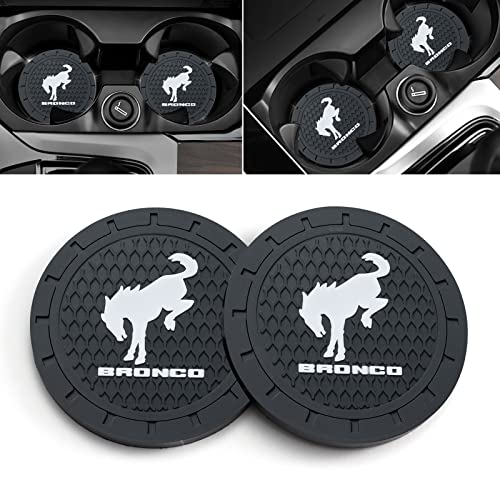 Car Cup Holder Coaster for Ford Bronco Sport Recessed Silicone Cupholder Coaster Interior Accessories 2.75in 2Pack Black - color: Black-01